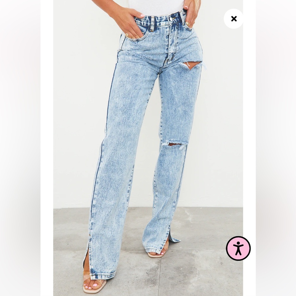 PrettyLittleThing Light Blue Straight Leg Jeans